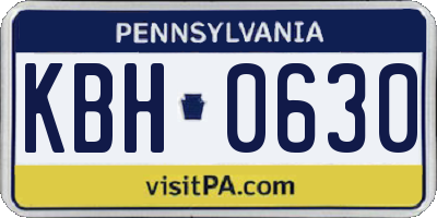 PA license plate KBH0630