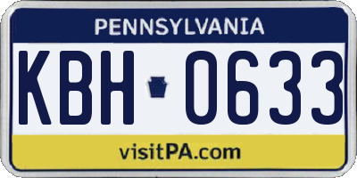 PA license plate KBH0633