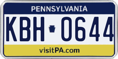 PA license plate KBH0644