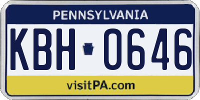 PA license plate KBH0646