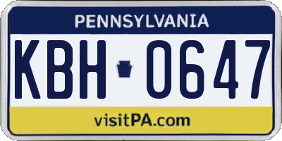 PA license plate KBH0647