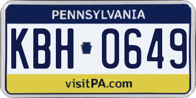 PA license plate KBH0649