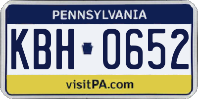 PA license plate KBH0652