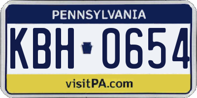 PA license plate KBH0654