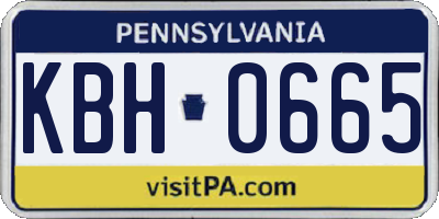 PA license plate KBH0665