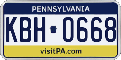 PA license plate KBH0668