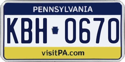 PA license plate KBH0670