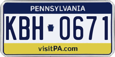 PA license plate KBH0671