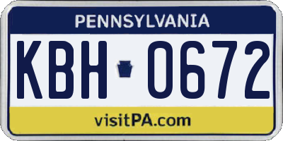 PA license plate KBH0672