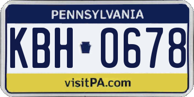 PA license plate KBH0678