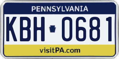 PA license plate KBH0681