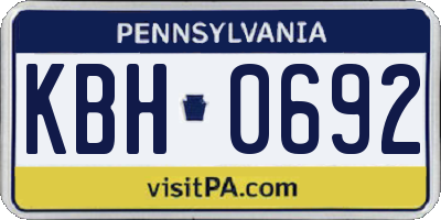 PA license plate KBH0692