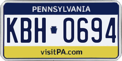 PA license plate KBH0694