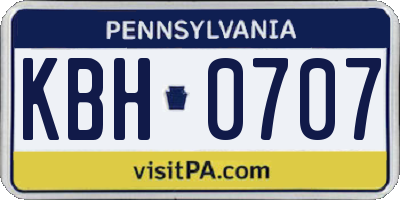 PA license plate KBH0707