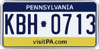 PA license plate KBH0713