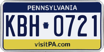 PA license plate KBH0721