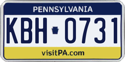PA license plate KBH0731