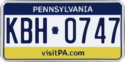 PA license plate KBH0747