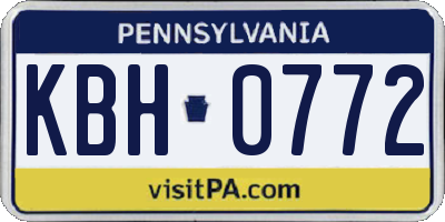 PA license plate KBH0772