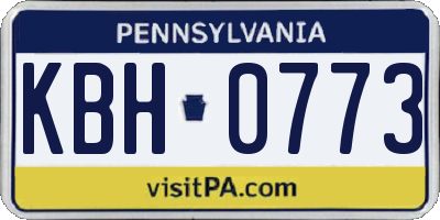 PA license plate KBH0773
