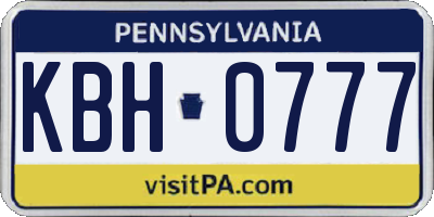 PA license plate KBH0777