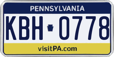 PA license plate KBH0778