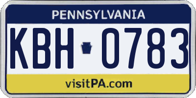 PA license plate KBH0783