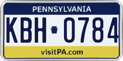 PA license plate KBH0784
