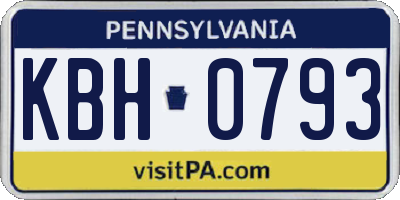 PA license plate KBH0793