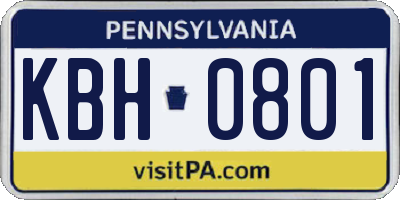 PA license plate KBH0801