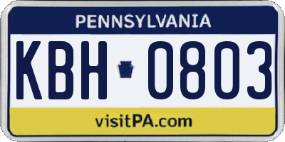 PA license plate KBH0803