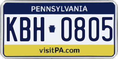 PA license plate KBH0805