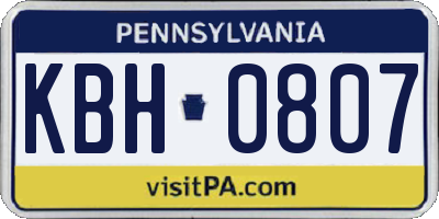 PA license plate KBH0807