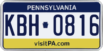 PA license plate KBH0816