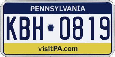 PA license plate KBH0819