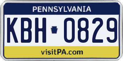 PA license plate KBH0829