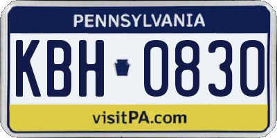 PA license plate KBH0830