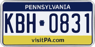 PA license plate KBH0831