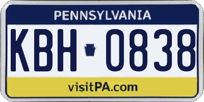 PA license plate KBH0838