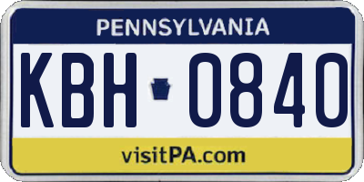 PA license plate KBH0840