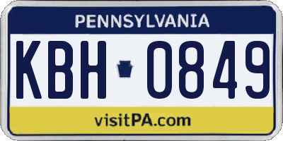PA license plate KBH0849