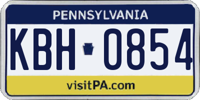 PA license plate KBH0854
