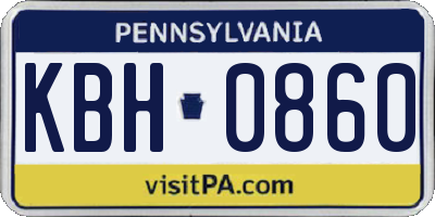 PA license plate KBH0860