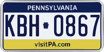 PA license plate KBH0867