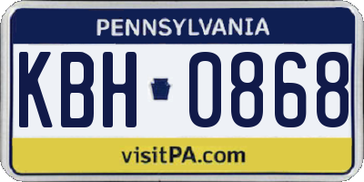 PA license plate KBH0868