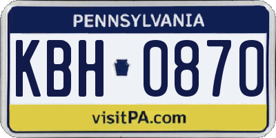 PA license plate KBH0870