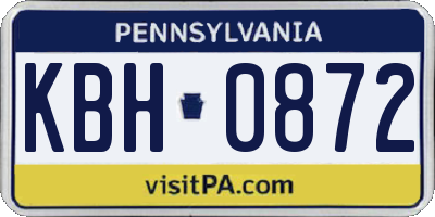 PA license plate KBH0872
