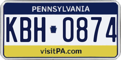 PA license plate KBH0874