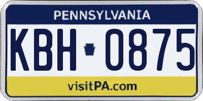 PA license plate KBH0875
