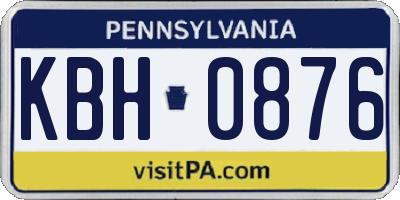 PA license plate KBH0876